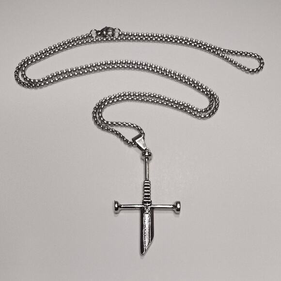 Broken Sword Necklace Viking Knight Crusaders Cross Christmas Birthday Gift NEW! - Picture 3 of 6
